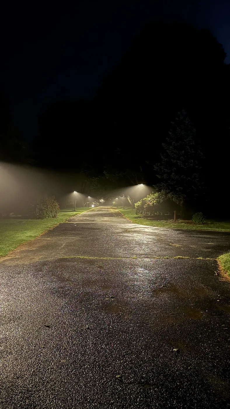 Commercial-grade lighting for a long private driveway